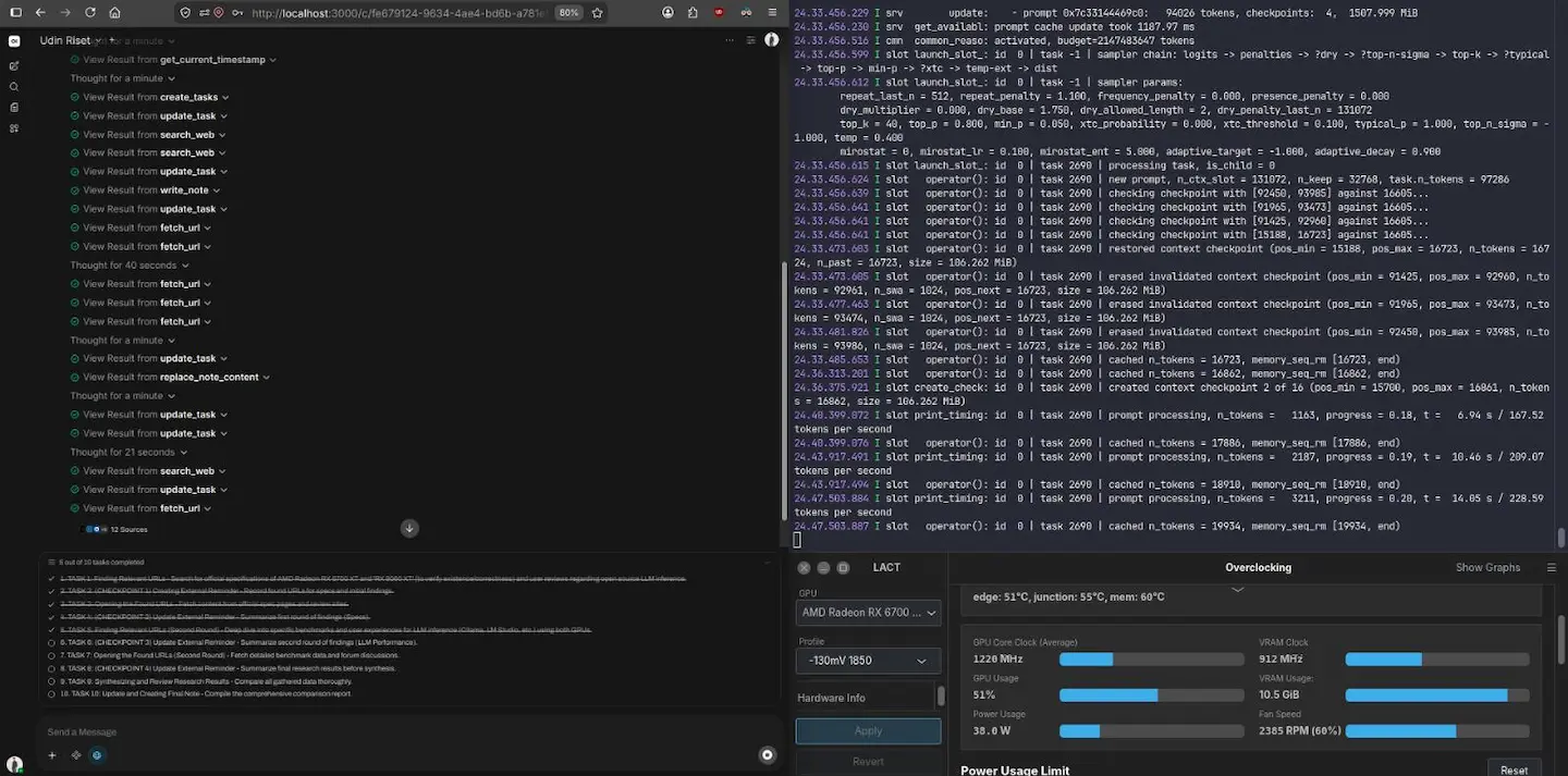 Screenshot of Experiment 003 — automation agent workflow for business research, 33 tool calls with 99% success rate