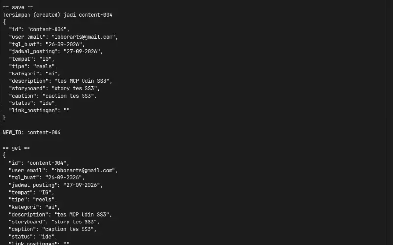 MCP transcript middle with created record JSON plus read back - Robby Aliasa Akbar