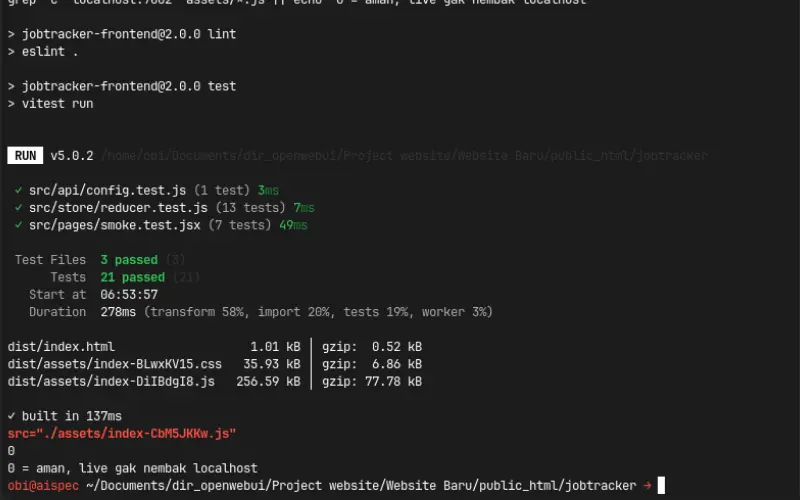 Frontend lint test build green with relative assets and zero localhost - Robby Aliasa Akbar